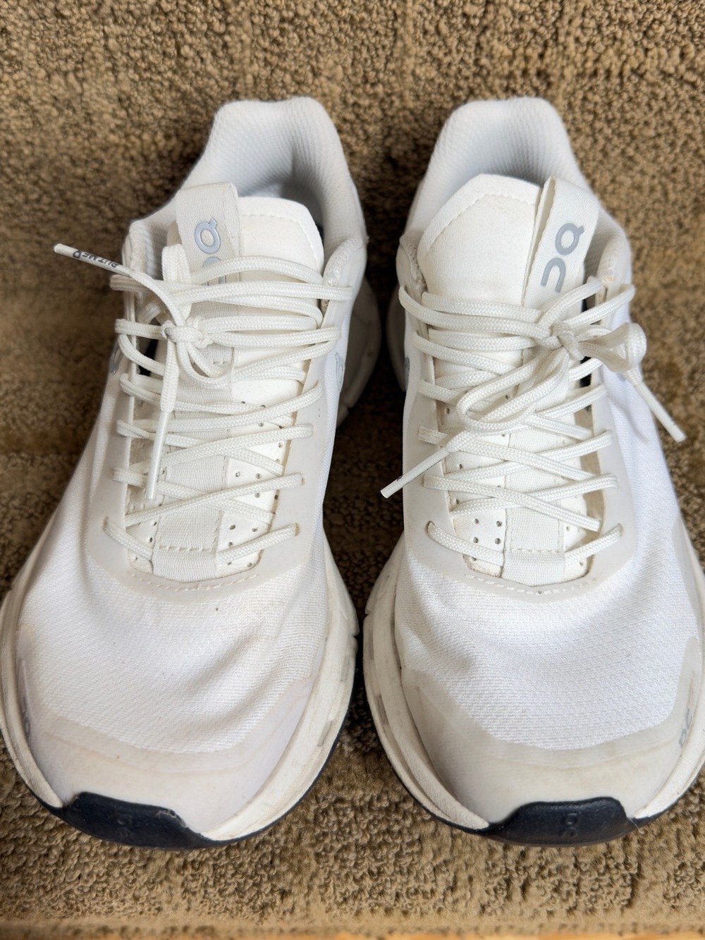 On Running Women's White Sneakers with Black Toe Caps